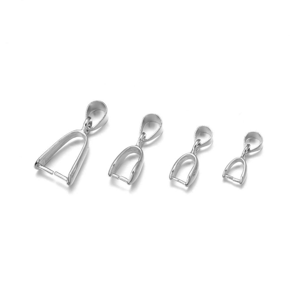6593 Metal Pinch Clip Bail Bead Pendant Connector Jewelry Findings Rhodium